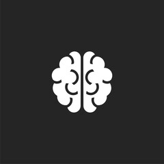 Simple icon human brain isolated on black