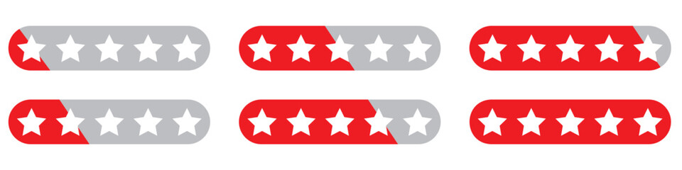 Product rating or customer review with gold stars and half star flat vector icons for apps and websites