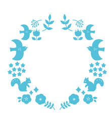 北欧風イラストの円形フレーム