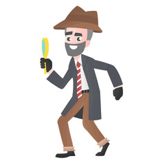 detective character design, Mystery inspector investigating case cartoon