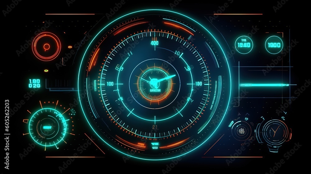Aufkleber HUD round frames and borders. Hud,GUI for game background design. Technology background. Digital data. Generative AI