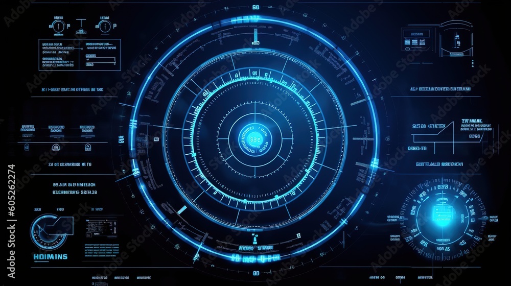 Aufkleber HUD round frames and borders. Hud,GUI for game background design. Technology background. Digital data. Generative AI