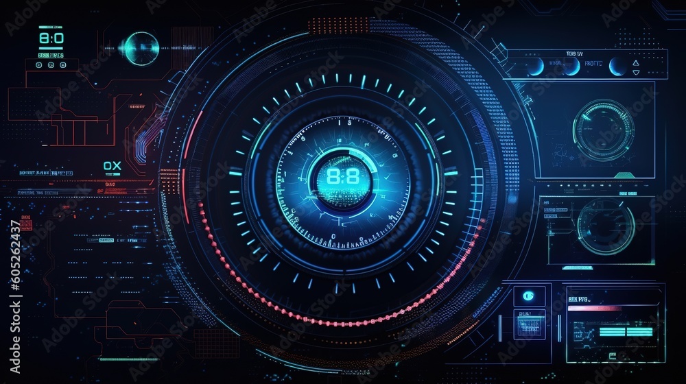 Aufkleber HUD Elements Pack. Hud,GUI for game background design. Technology background. Digital data. Generative AI