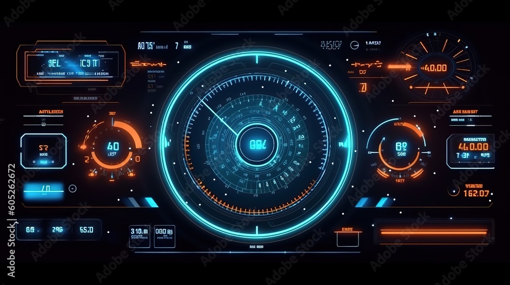 Aufkleber HUD Elements Pack. Hud,GUI for game background design. Technology background. Digital data. Generative AI