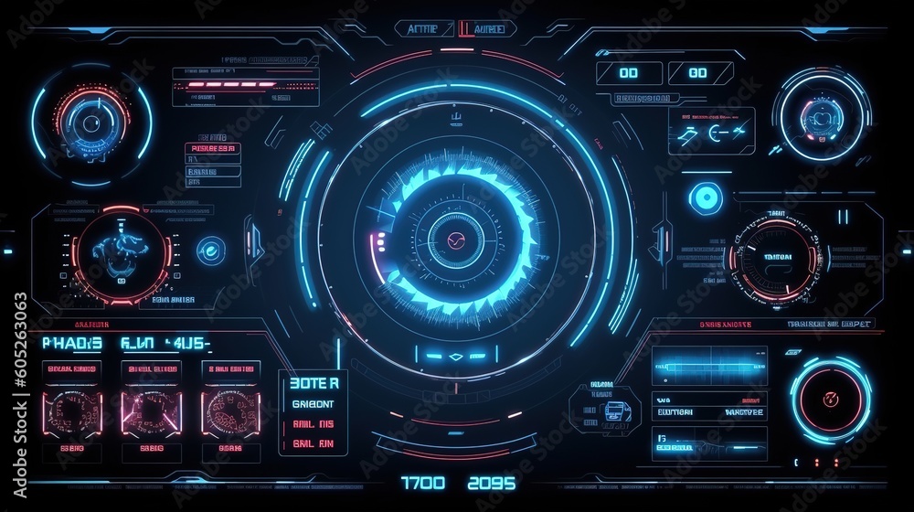 Aufkleber HUD Elements Pack. Hud,GUI for game background design. Technology background. Digital data. Generative AI