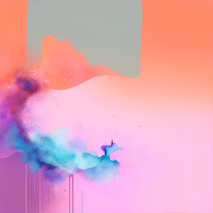 A colorful watercolor background with a pink purple, blue and orange background, Ai generated