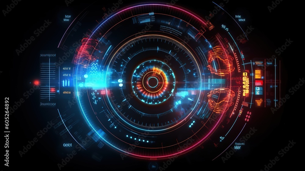 Poster Futuristic Callouts titles in HUD style. Hud,GUI for game background design. Technology background. Digital data. Generative AI