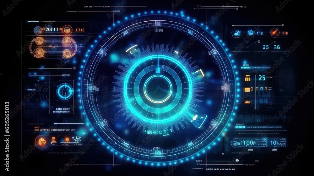 Poster Futuristic Callouts titles in HUD style. Hud,GUI for game background design. Technology background. Digital data. Generative AI