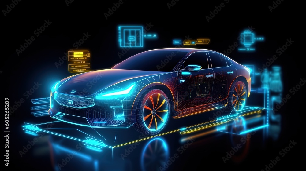 Poster Futuristic user interface. Hud,GUI for game background design. Technology background. Digital data. Generative AI
