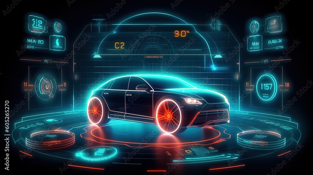 Aufkleber Futuristic user interface. Hud,GUI for game background design. Technology background. Digital data. Generative AI