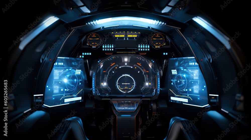Aufkleber Futuristic HUD Ui for applications.Hud,GUI for game background design. Technology background. Digital data. Generative AI