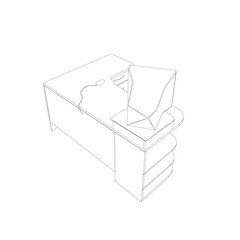 Line drawing of retro old classic personal computer processor unit. Vintage cpu with analog monitor and keyboard item concept one line draw graphic design vector illustration, computer table