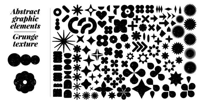 Gran colecci&oacute;n de formas variadas, formas con textura grunge. Recursos graficos para pegatinas de venta o descuento, iconos, insignias. Formas abstractas variadas vectorizadas, circulares, alargadas, 