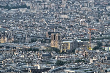 Fototapeta na wymiar Scenic view of the city skyline of Paris, France with various landmarks visible