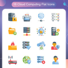 Cloud Computing Vector Flat icon set illustration Set 0