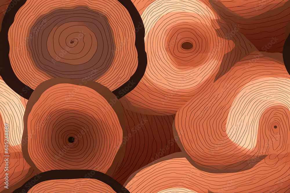 Aufkleber tile. seamless pattern with cut tree trunk. wood texture. generative ai