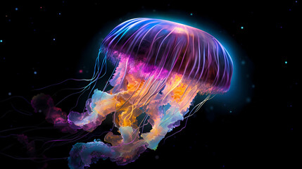 Naklejka premium Glowing Jellyfish Generative AI