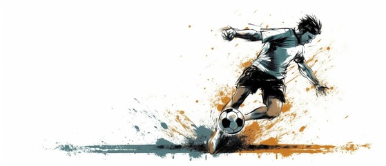 Footballer kicking ball sketch doodle. fifa football player illustration. Ai generated.