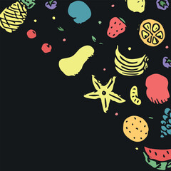 Drawn food background. Doodle food illustration with place for text