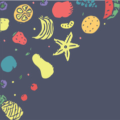 Drawn food background. Doodle food illustration with place for text