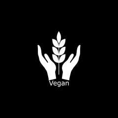  Vegan icon hand  isolated on black background 