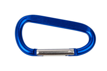 Metal aluminum snap hook isolated background Safety lock carabiner for rope climbing