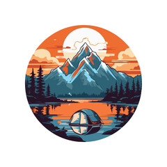 Outdoor Adventure Mountain Camping Vector Illustration