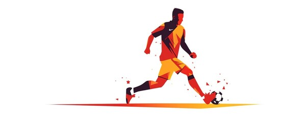 Plakat Footballer kicking ball sketch doodle. fifa football player illustration. Ai generated.