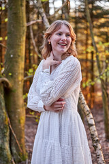 smiling girl in forest