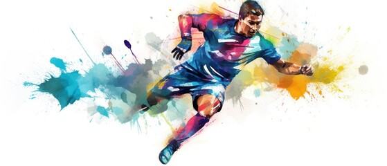 Fototapeta na wymiar Footballer kicking ball sketch doodle. fifa football player illustration. Ai generated.