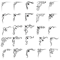 Vector illustration of decorative corner frame set. Set Hand Draw of Corners Different Shapes Flower Decoration Vector Design Doodle Sketch Style For Wedding And Banner