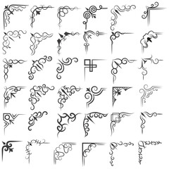 Vector illustration of decorative corner frame set. Set Hand Draw of Corners Different Shapes Flower Decoration Vector Design Doodle Sketch Style For Wedding And Banner