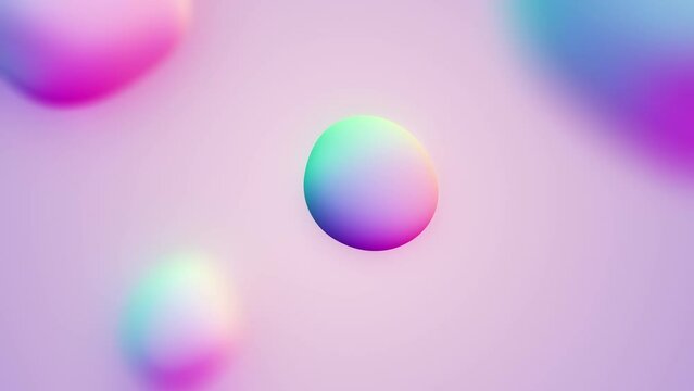 Futuristic 3D render of morph sphere shapes in holographic gradient with depth of field, 4K animated background