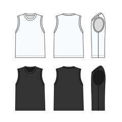 Sleeveless  T-shirt vector template illustration set