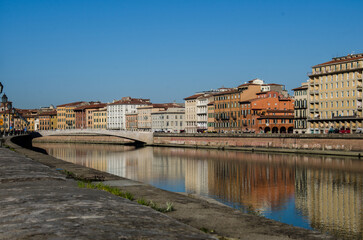 Fototapeta premium Traditional colourful ancient Italian houses in Pisa, Italy