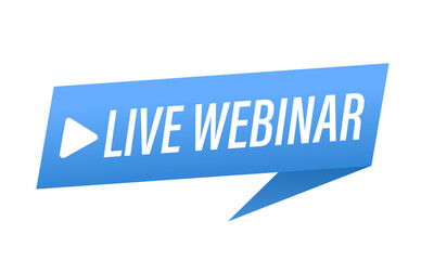 Live webinar button. Internet video conference icon. Live broadcast, online education. Internet broadcast. Live video broadcast. Online conference, remote communication. Vector illustration