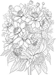 Fototapeta premium beautiful flowers for coloring