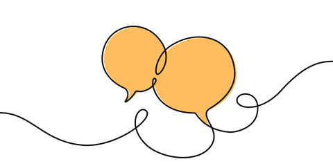 Two speech bubble one line style illustration