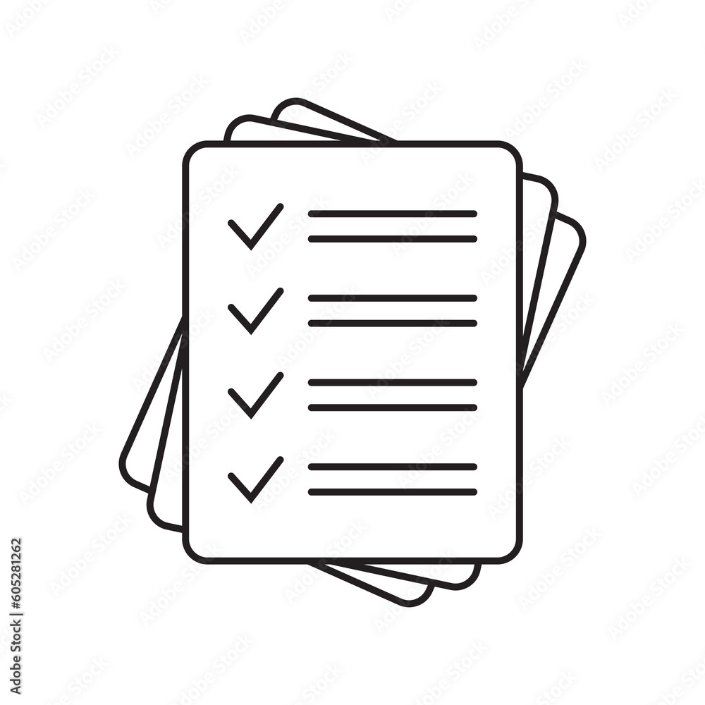 Poster checklist vector icon in line art style. document icon, questionnaire icon. text document vector ico