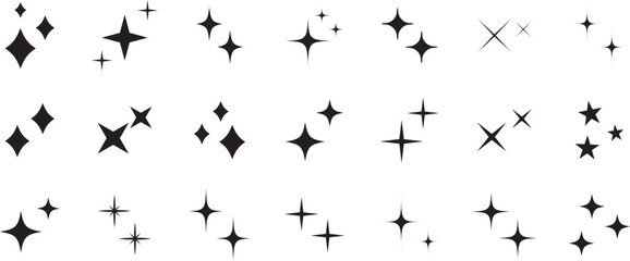 シンプルな星・キラキラのアイコンセット　　simple shining icon set