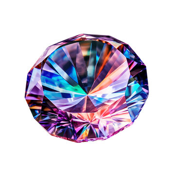 Large iridescent diamond with refraction effect