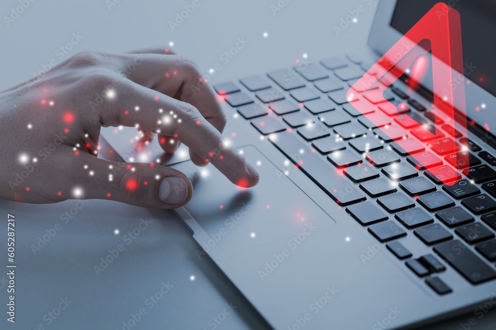 Poster system hacked attack concept, computer background