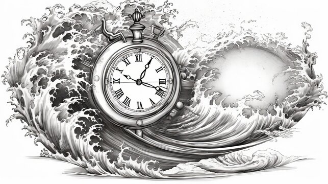 Premium Photo | Tattoo design of a surrealistic clock melting
