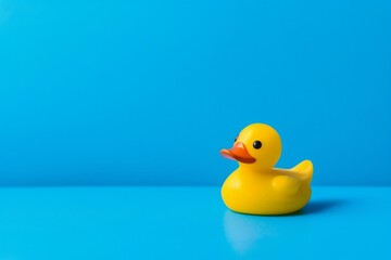 A rubber yellow duck on a blue background