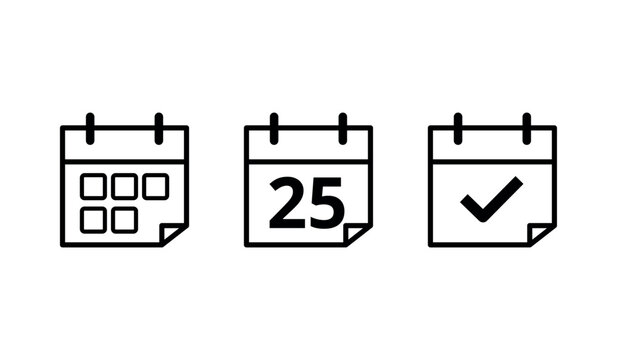 Calendar flat icons in different formats. Vector illustration of specific day calendar icon marked day 25.