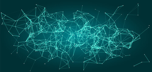 Plexus of lines and dots. Connected particles. Network geometry background. Vector illustration