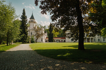 Fototapeta na wymiar Palace in Radziejowice. Neo-Gothic part of the palace complex - Zameczek