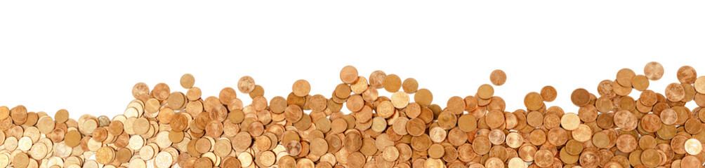 euro cent coins oon transparent background PNG file, border or panorama