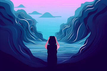 Panic attack and mental disorder concept creative illustration. AI generated