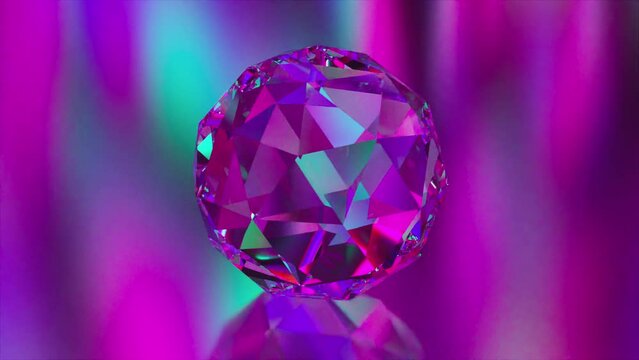 Colorful Iridescent icosphere. Computer generated 3d render